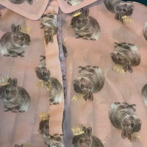 Sheer Queen Bunny Button Shirt